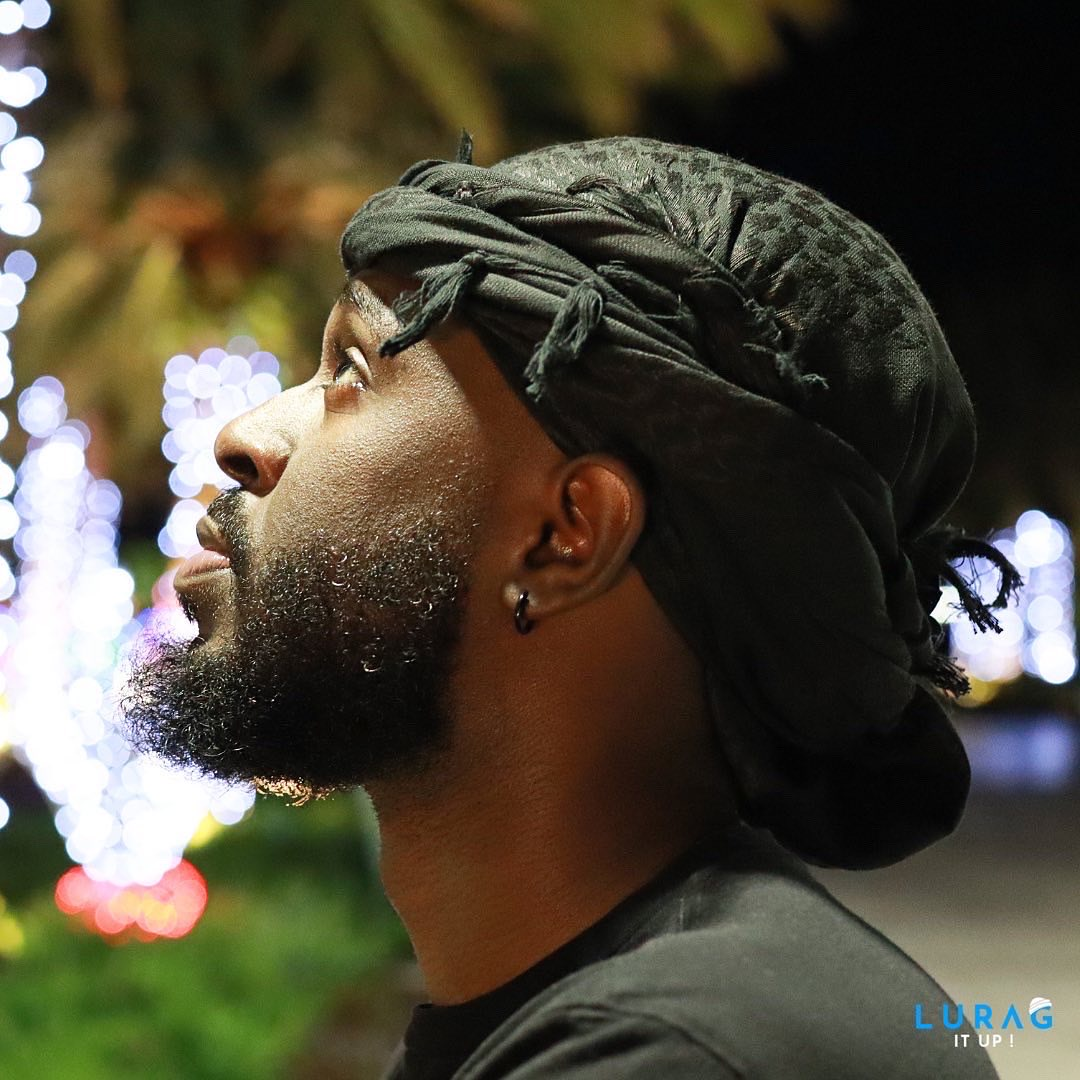 Black head wrap with long strings 